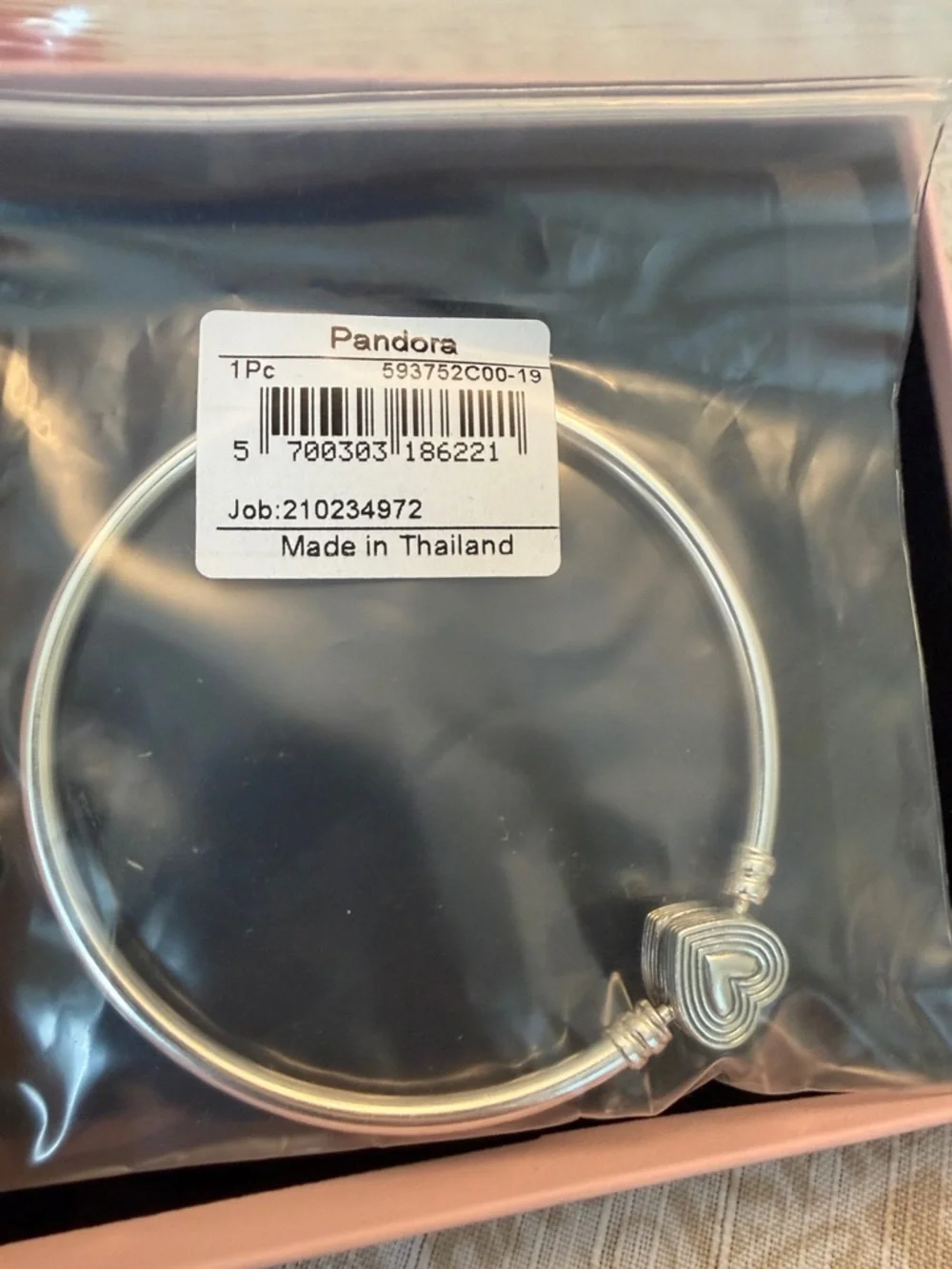 Pandora Radiating Heart Clasp Bangle Bracelet